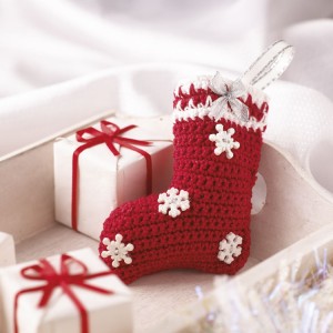 2014 christmas gifts snowflakes decorated stocking crochet pattern - christmas decor christmas craft-f24262
